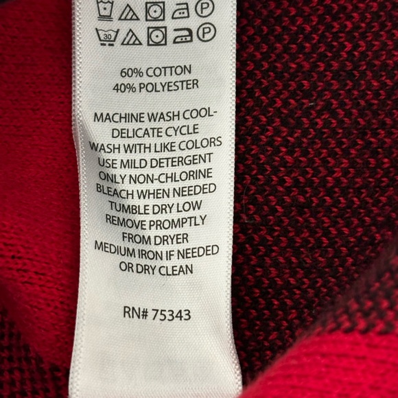 Adrienne Vittadini Red & Black Checkered Buffalo Plaid  Cardigan Sweater Size L - Picture 10 of 12